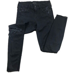 Mother the Looker Ankle Fray Jean Distressed Raw Hem Stretch Denim Guilty as Sin